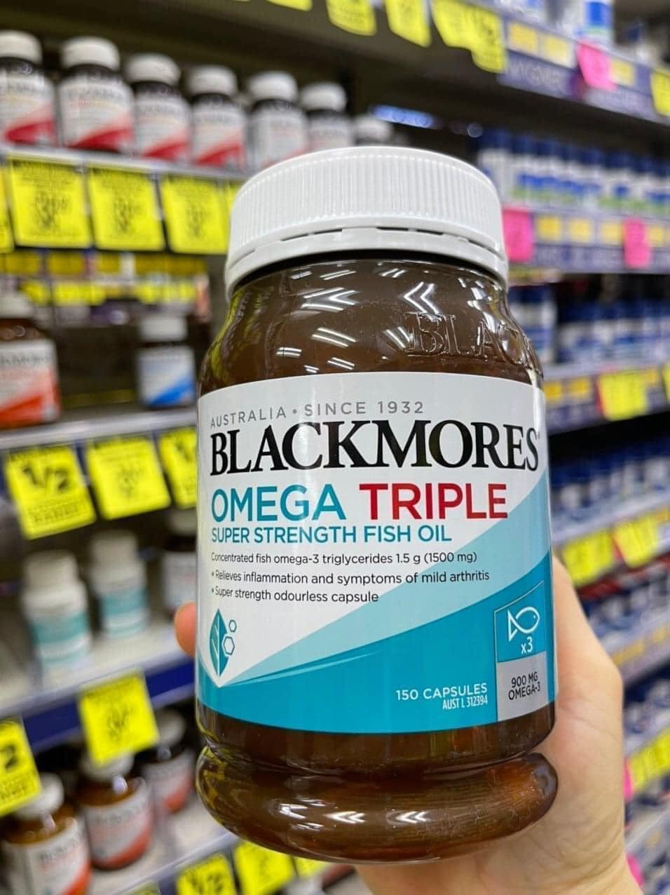 Dầu cá Blackmores Omega Triple Concentrated Fish Oil 150 viên