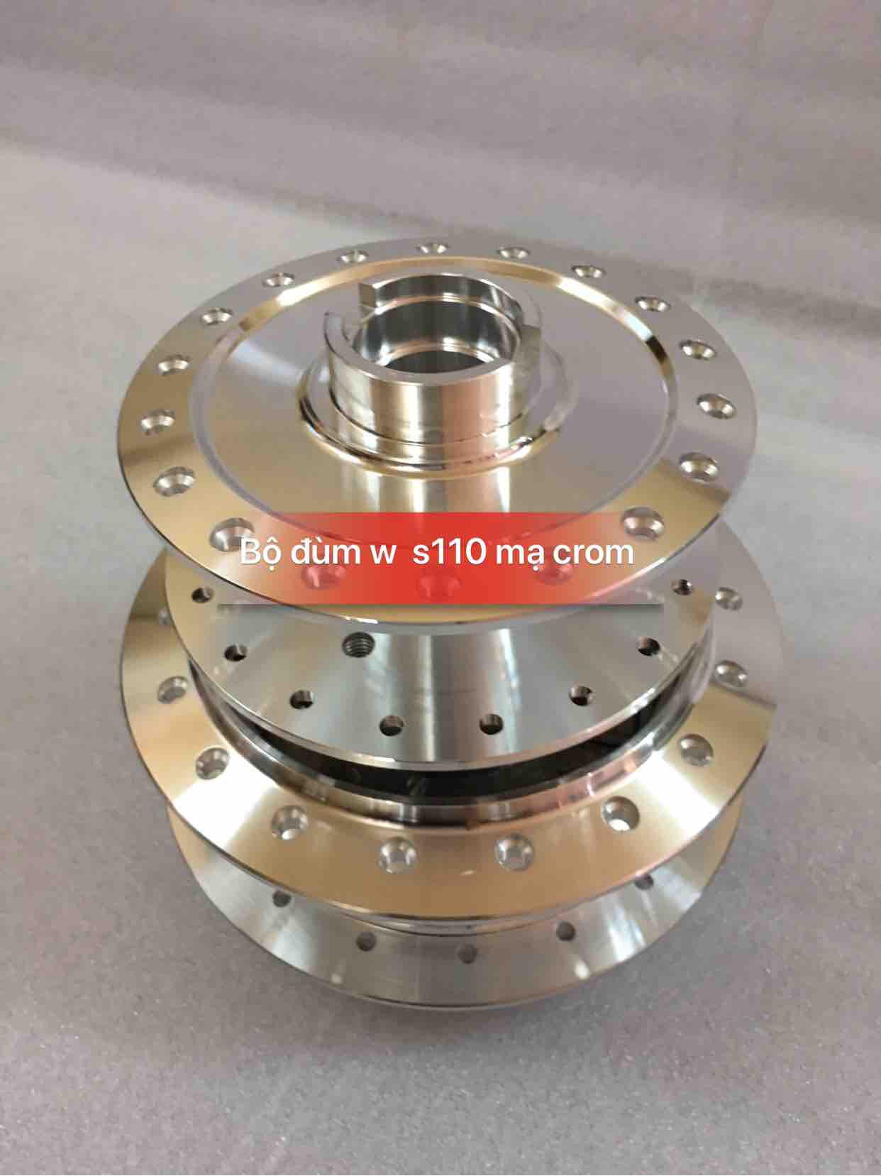 Bộ đùm s 110 trước đĩa sau đùm mạ crom cao cấp