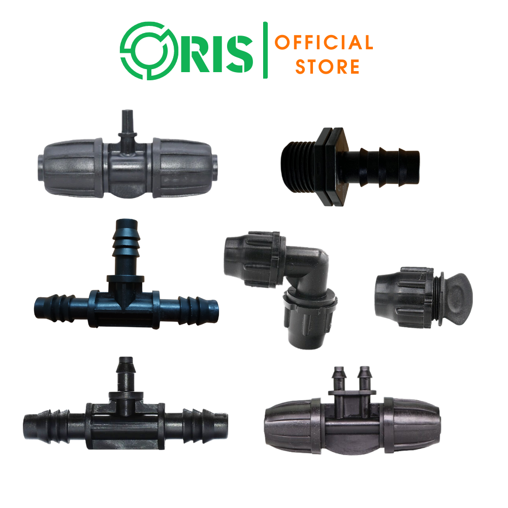 Phụ kiện ống 10mm oris: tê chia 3, cuối ống, co,..