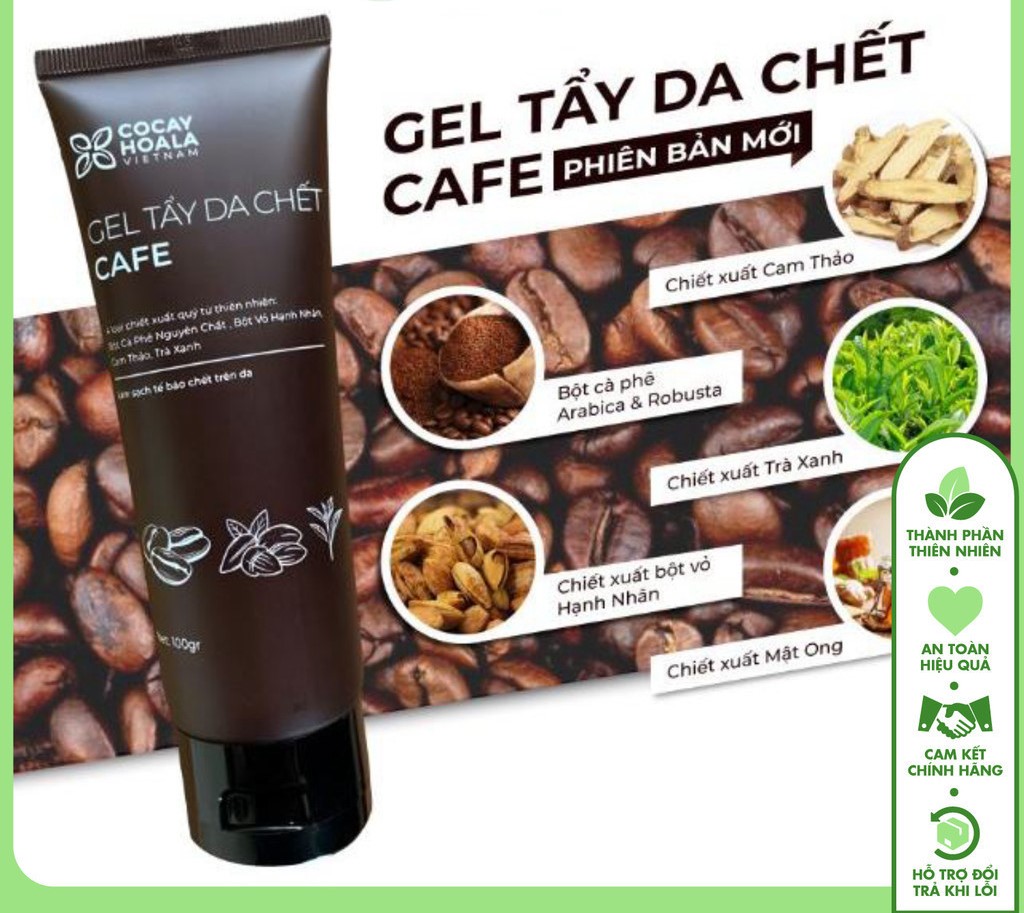 Tẩy da chết cafe Cỏ cây hoa lá làm sạch sâu, thải độc da 100gr