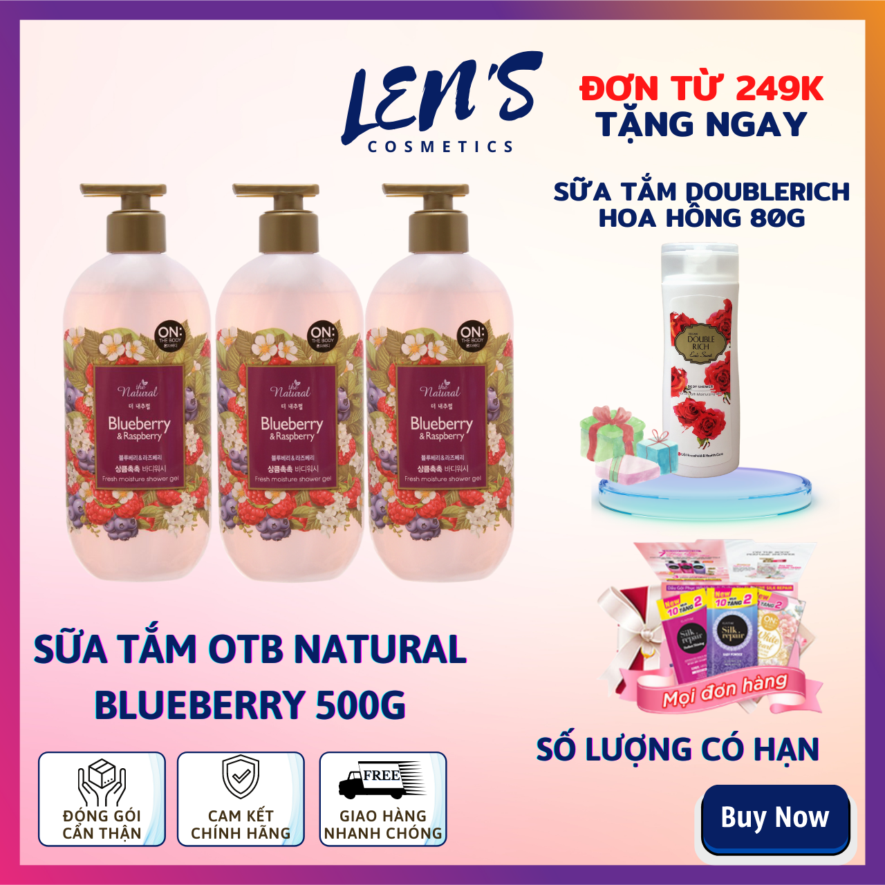 [TẶNG QUÀ ĐƠN TỪ 249K] - Sữa Tắm On The Body Natural Blueberry & Raspberry 500g - Hàn Quốc