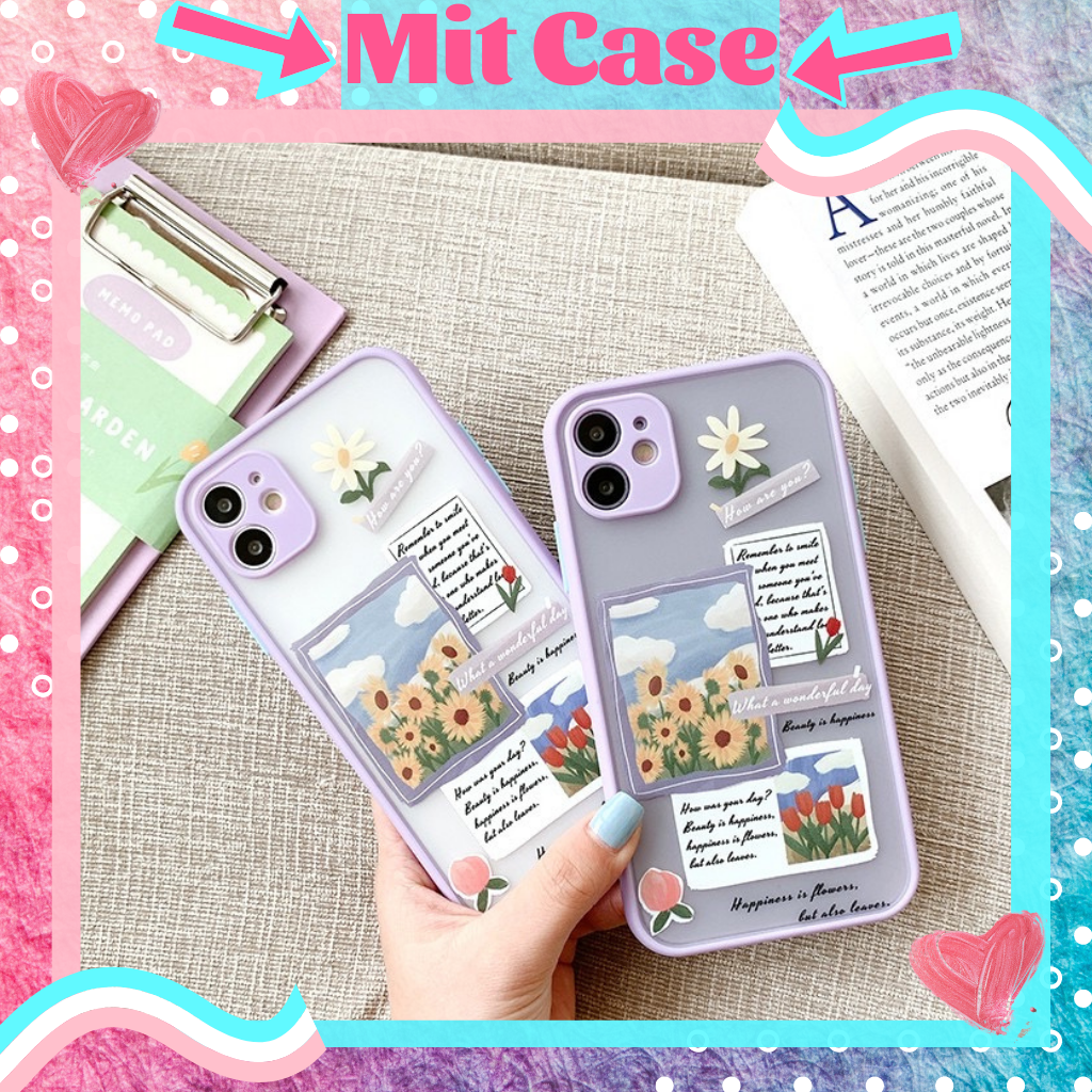 🌸VIDEO THẬT🌸 Ốp Lưng iPhone Lưng Nhám Viền Màu Dẻo Chống Sốc In Hình Thiệp Hoa Xinh Cho iPhone 6/6s/6plus/6splus/7plus/8plus/x/xs/xs max/11/11 pro max/12/12 pro max