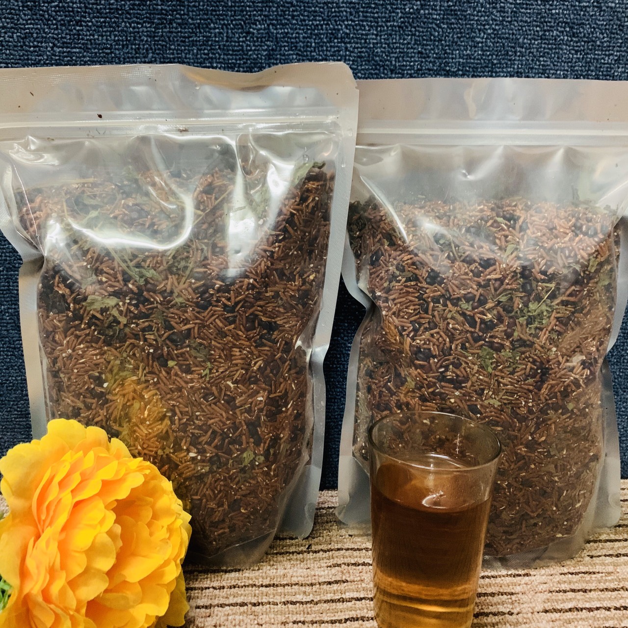 Trà gạo lứt mix đậu đen, đậu đỏ, cỏ ngọt rang tay  mát gan, bổ máu 1kg