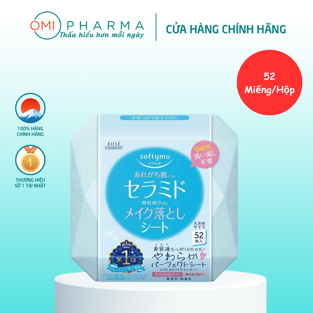 Khăn Ướt Tẩy Trang Dưỡng Ẩm Da Bổ Sung Ceramide Softymo Kose Nhật Bản