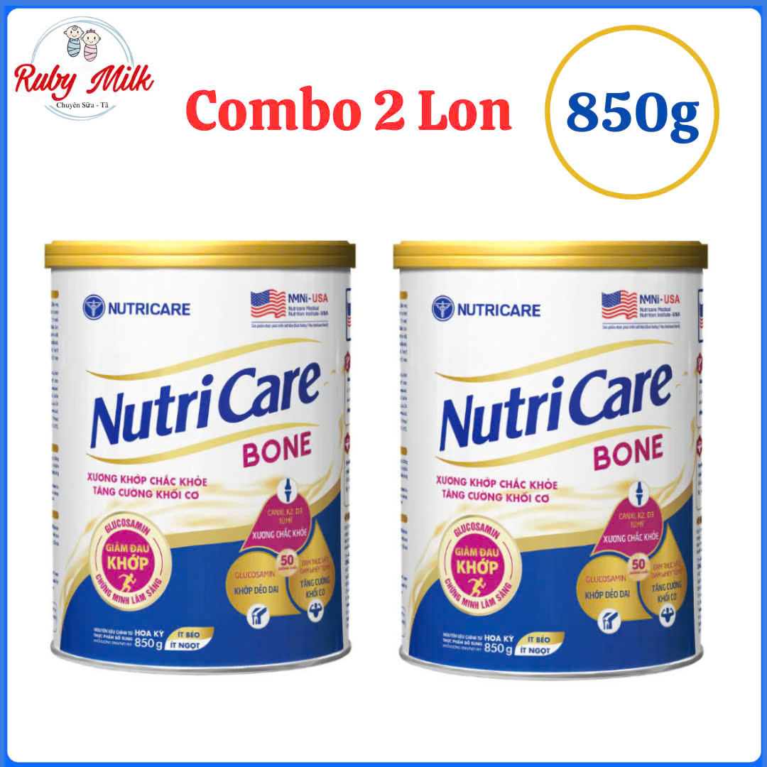 Combo 2 Lon Sữa Bột Nutricare Bone Lon 850g - Giúp Xương Chắc Khỏe Khớp Dẻo Dai Tăng Cường Khối Cơ 