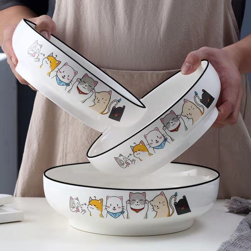01 cái tô lớn 22.5cm - Tô gốm sứ họa tiết những bé mèo Life xinh xắn - Tô mèo con đựng súp cháo bằng sứ - Gốm sứ cao cấp sang trọng