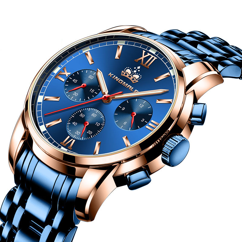 Đồng hồ nam KINGMALE chạy 6 kim sở hữu thiết kế sang trọng các bạn nam có thể sử dụng trong mọi dịp, từ đi làm, đi chơi hay tham dự những buổi tiệc dây thép đúc đặc