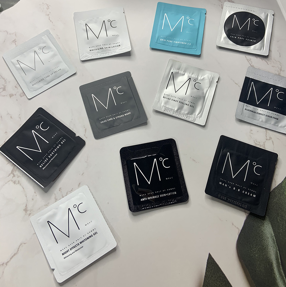 Bộ chăm sóc da sample kit MdoC 8 gói tiện lợi dành cho nam Sữa rửa mặt Gel tẩy tế bào chết Kem dưỡng trắng da Lotion Kem BB...XP-KIT1