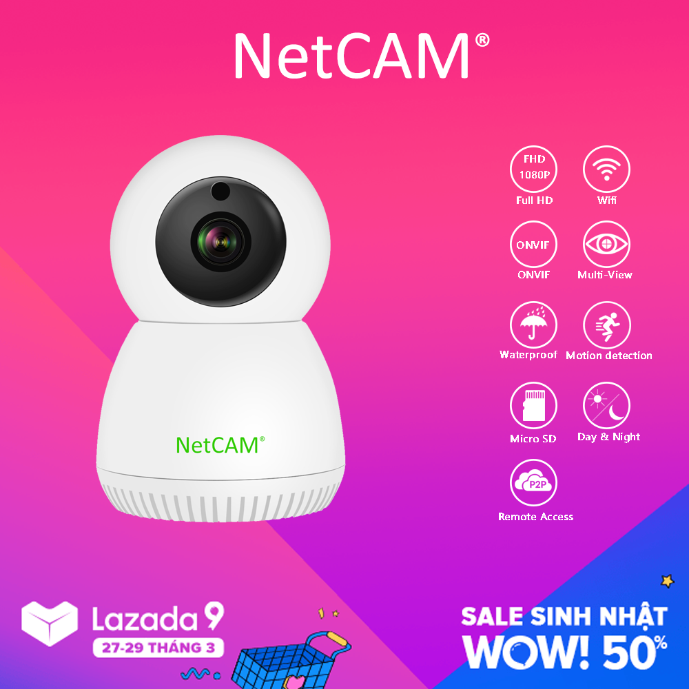Camera ip wifi netcam nvc2.0 1080p - hãng phân phối chính thức