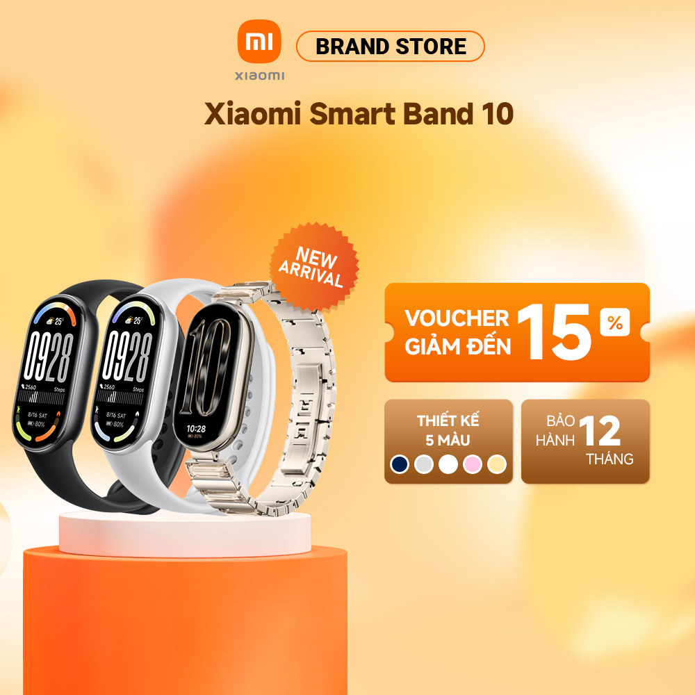  Vòng đeo tay thông minh Xiaomi Smart Band 10 | Màn hình cong AMOLED 1,72" | Thời lượng pin 21 ngày | +150 bài | 5ATM 