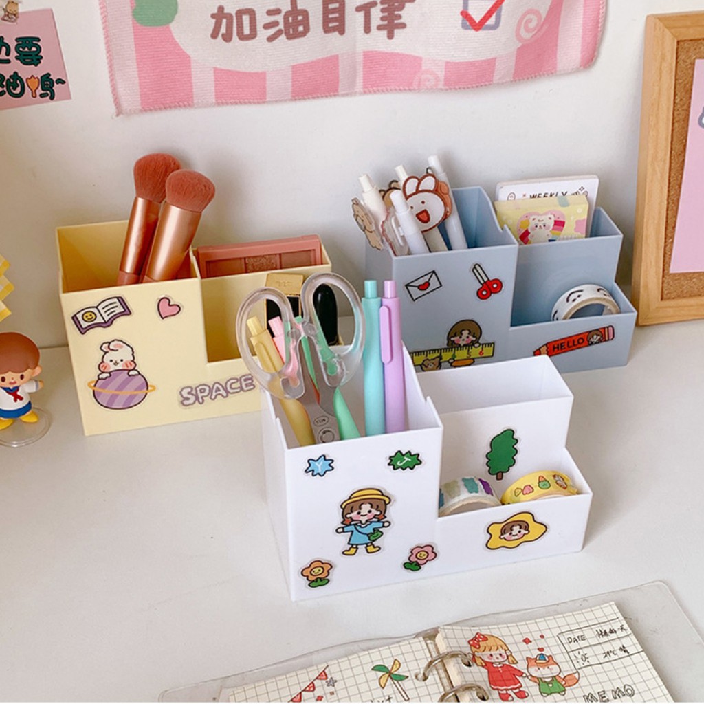 Ống đựng bút chữ l để bàn màu sắc pastel dễ thương