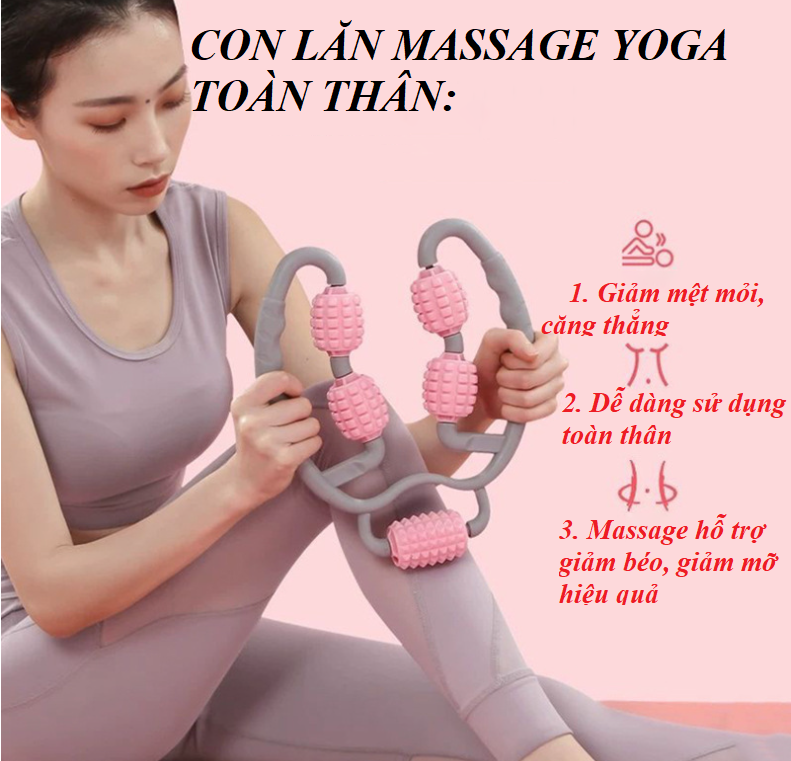 Con lăn Massage YOGA Bắp Tay, Bắp Chân, Cổ, Vai , Gáy Giúp Giảm Căng Thẳng, Mệt Mỏi, Thon Gọn Toàn Thân