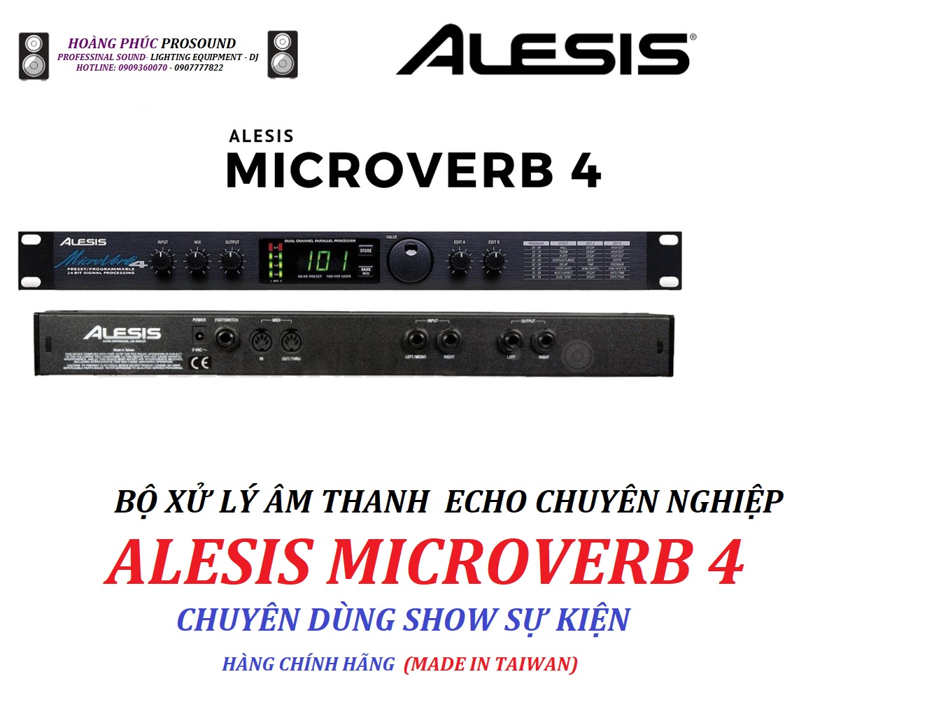 Bộ xử lý âm thanh echo chuyên nghiệp alesis microverb 4 - chuyên dùng show sự kiện