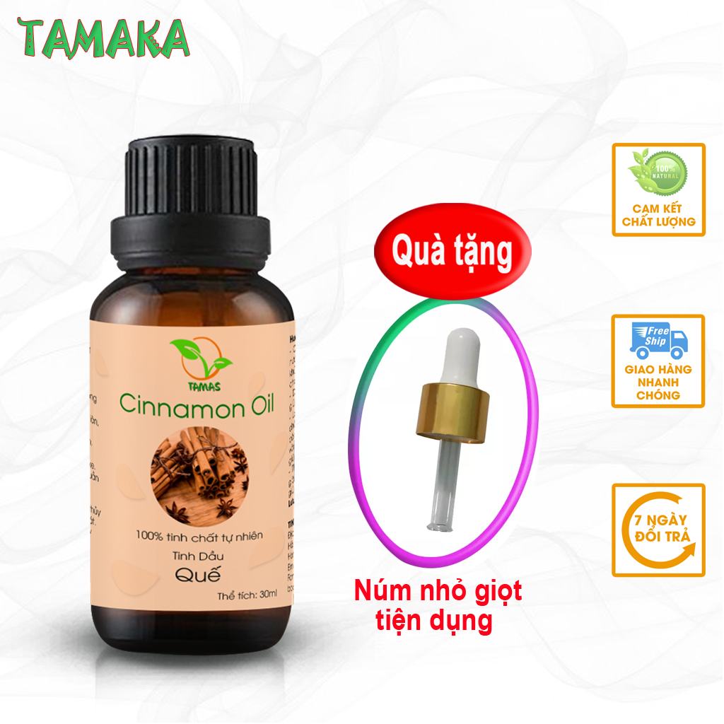 Tinh dầu quế nguyên chất 30ml, tinh dầu quế TAMAS thơm phòng, kháng khuẩn, khử mùi ẩm mốc, giảm căng thẳng, giảm say tàu xe, dùng cho máy xông tinh dầu, máy khuếch tán tinh dầu, đặc biệt dùng cho các spa giúp spa sang trọng ấm cúng.