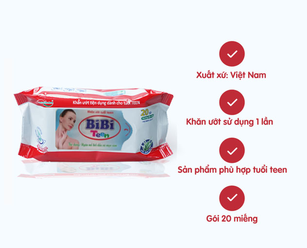Combo 20 gói khăn giấy ướt cao cấp bỏ túi tiện lợi teen love 20g