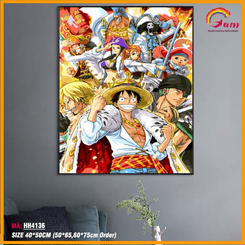 Tranh sơn dầu số hóa tự tô cho người lớn TRANHSOHOAVN One Piece Vua hải tặc HH4136