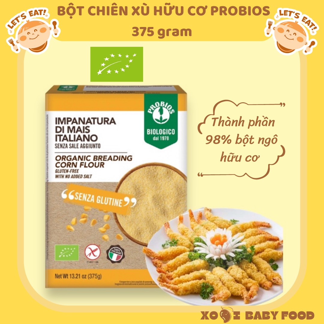 Bột chiên xù hữu cơ probios ý 375g - organic breading corn flour - cho bé ăn dặm