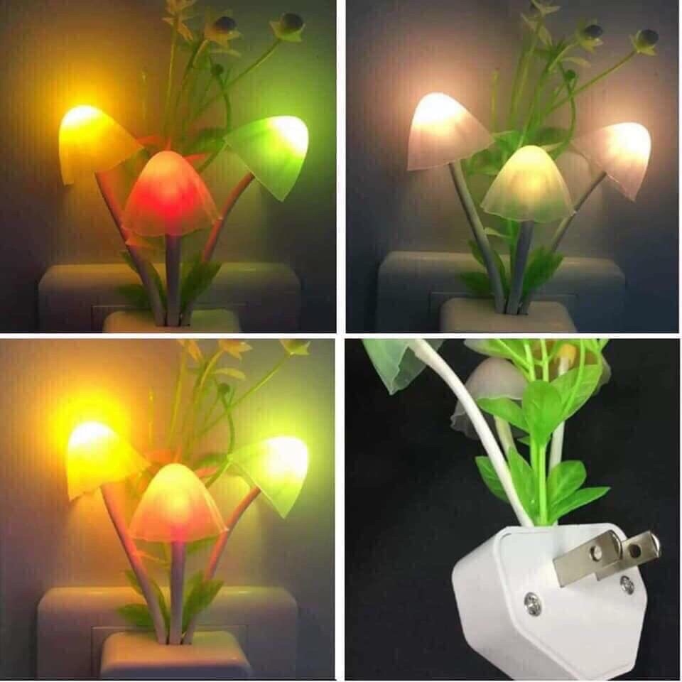 Đèn ngủ tự động cảm ứng ánh sáng đổi màu hình cây nấm siêu cute