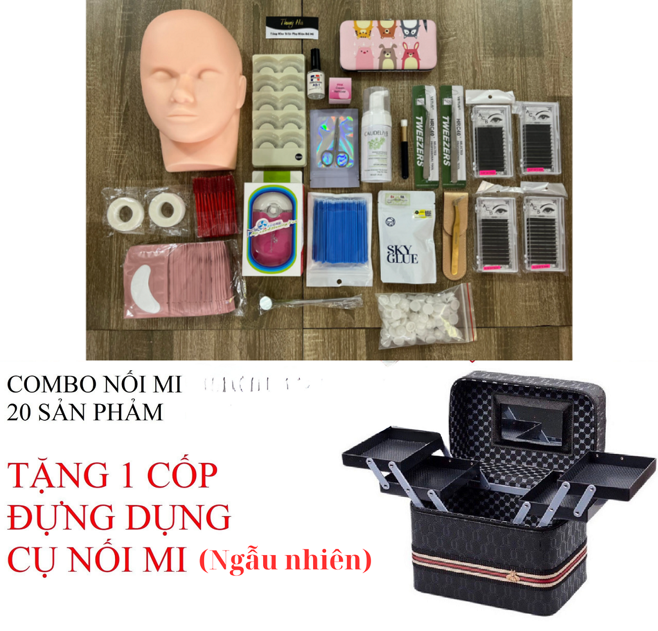 Trọn bộ nối mi 20 sản phẩm tặng 1 cốp ngẫu nhiên đựng dụng cụ nối mi_THÚY HÀ