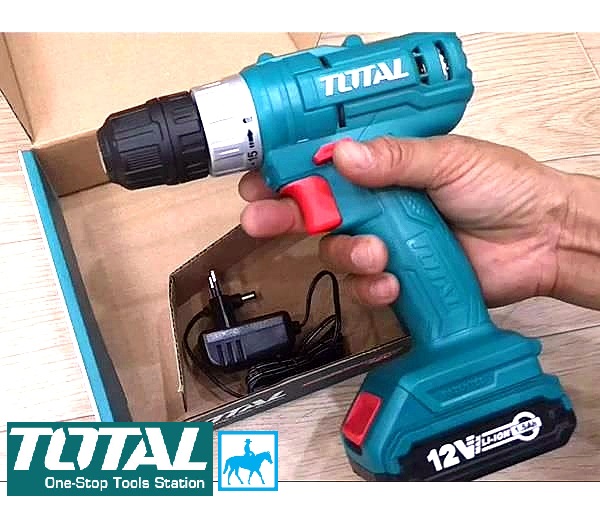 Máy khoan pin máy vặn vít pin sạc 12v 1.5ah totaltdli1211 bao gồm pin sạc 12v và adapter sạc