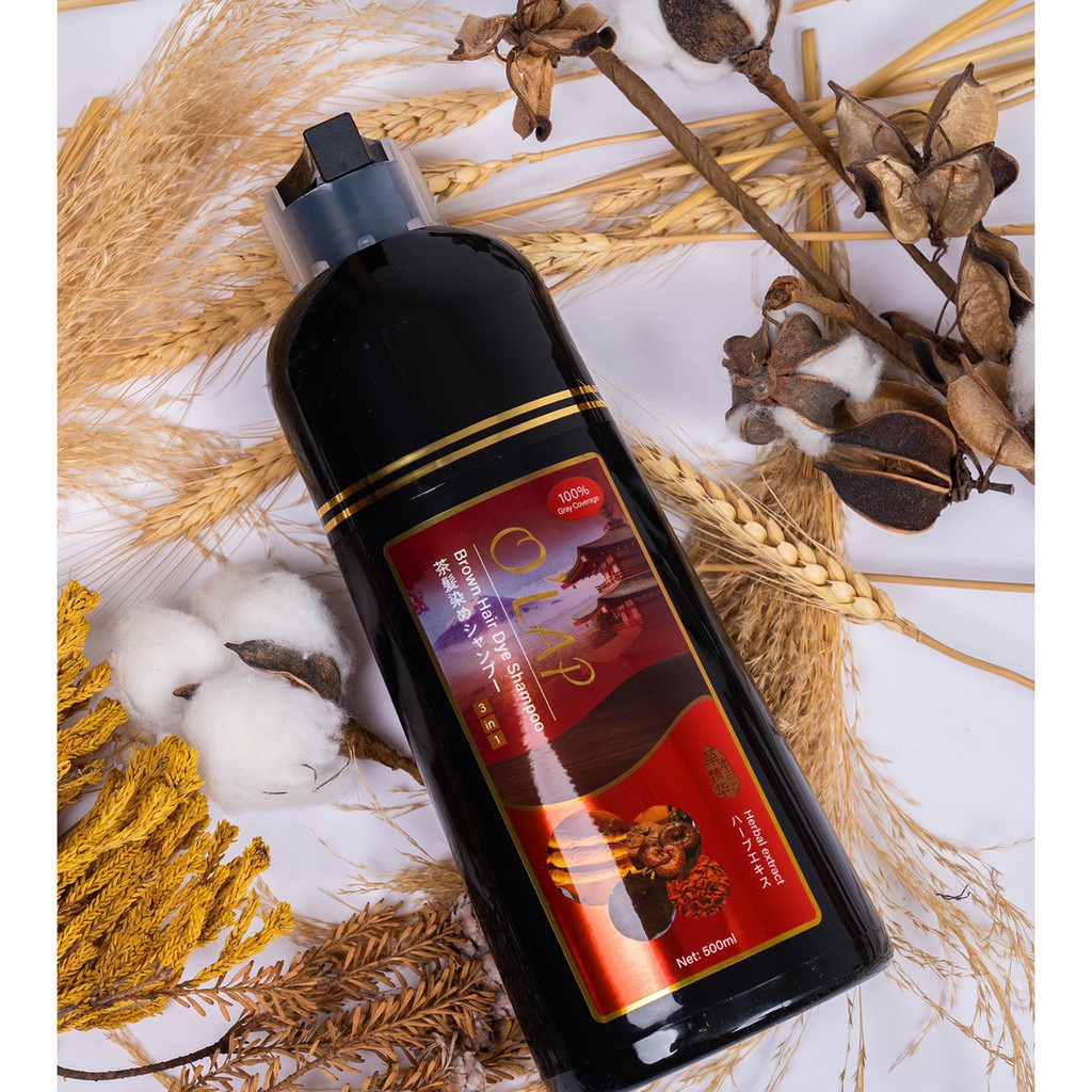 Dầu Gội ( Thuốc , Kem ) Phủ Bạc Tóc Thảo Dược  Olap  - Gội LÀ ĐEN TÓC ( MÀU NÂU TÓC ) [ Nhuộm Tóc Bạc ] 500ml [HÀNG CHÍNH HÃNG 100% ]❤❤❤❤❤❤