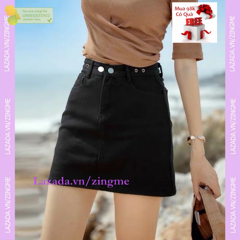 Chân váy kaki nữ lưng 2 nút + cườm màu đen size S,M,L ZINGME MT900 dịu dàng, nữ tính, thời trang, sành điệu, đẹp rực rỡ, chuẩn store, hàn quốc, năng động, cá tính,