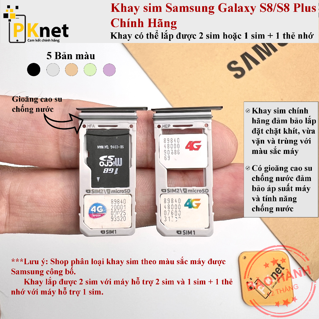 Khay sim Samsung S8 plus và S8 chính hãng 2 sim