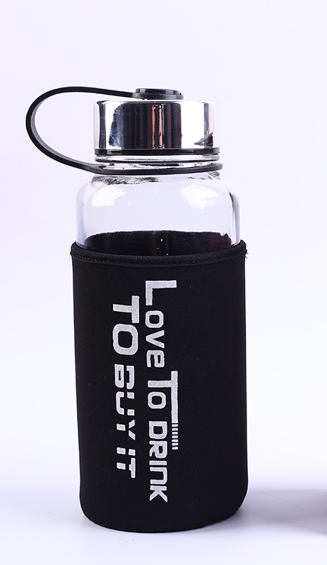 Bình thủy tinh quai xách có túi ủ 1000ml Love To Drink (Bình 1L) đựng Detox, sinh tố, nước ép, trà