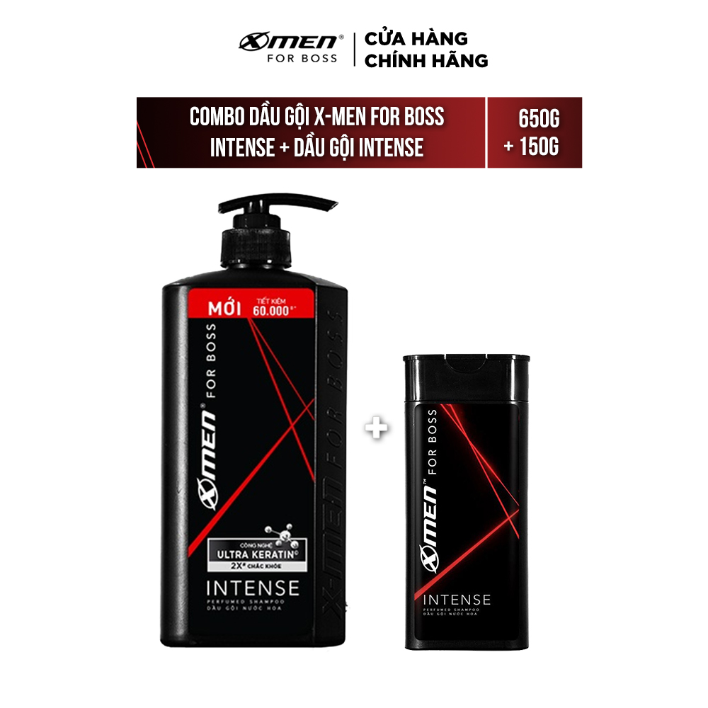 Combo Dầu gội XMen for Boss Intense 650g Dầu gội Intense 150g