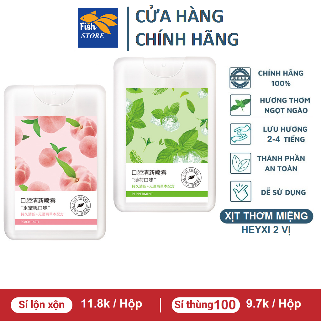 (Có Quà) Xịt Thơm Miệng Bỏ Túi Vị Đào HEYXI
