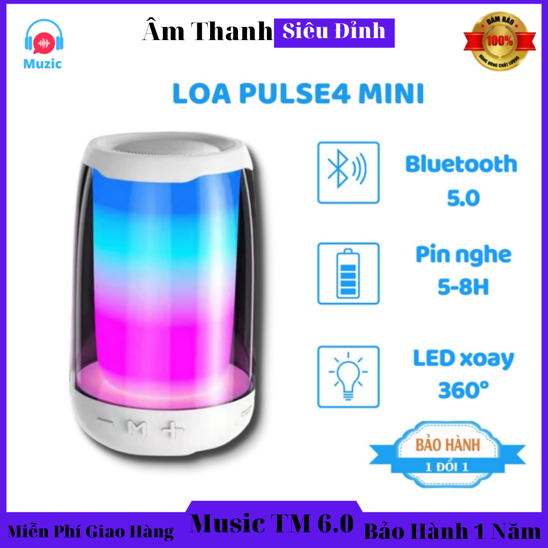 Loa Bluetooth Di động Plus4 Mini_Loa Bluetooth không dây Pluse 4 Mini_kết nối máy tính có đèn led bluetooth 5.0 Loa pluse 4 mini hình trụ Led nháy theo nhạc