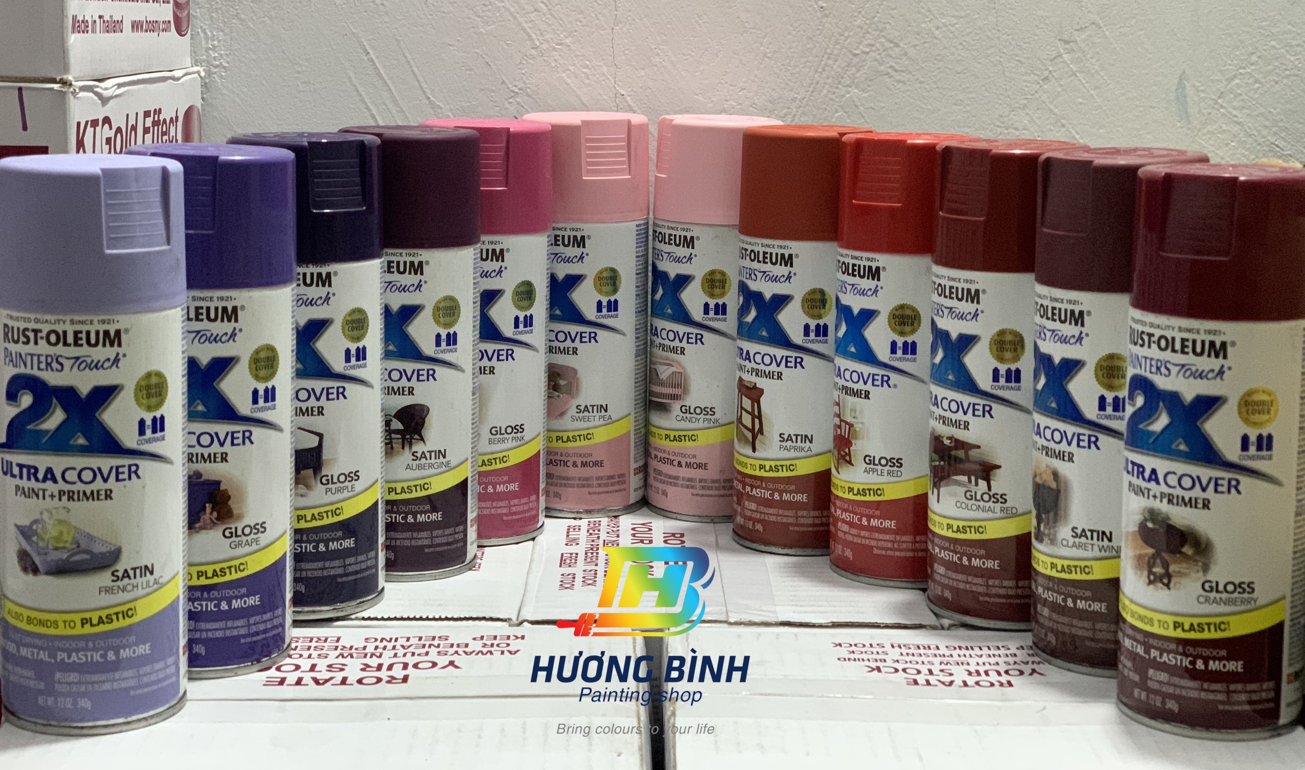 [Nhóm ĐỎ - HỒNG - TÍM] Sơn xịt Rust-Oleum 2X ULTRA COVER SPRAY 12oz ~ 360ml (không cần lót, gấp đôi độ phủ)