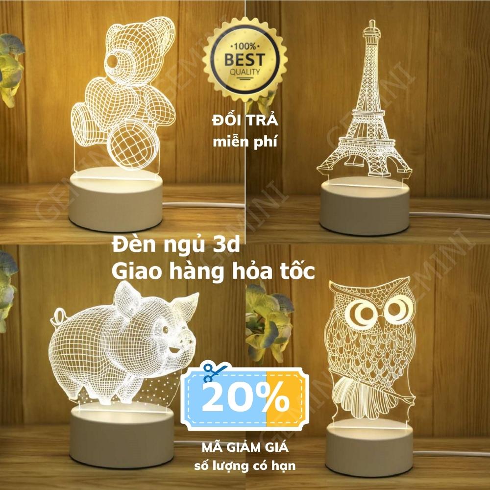 Đèn Ngủ 3D Led Nhiều Mẫu Hình Cực Đẹp Lamp 3d GEMINI SHOP