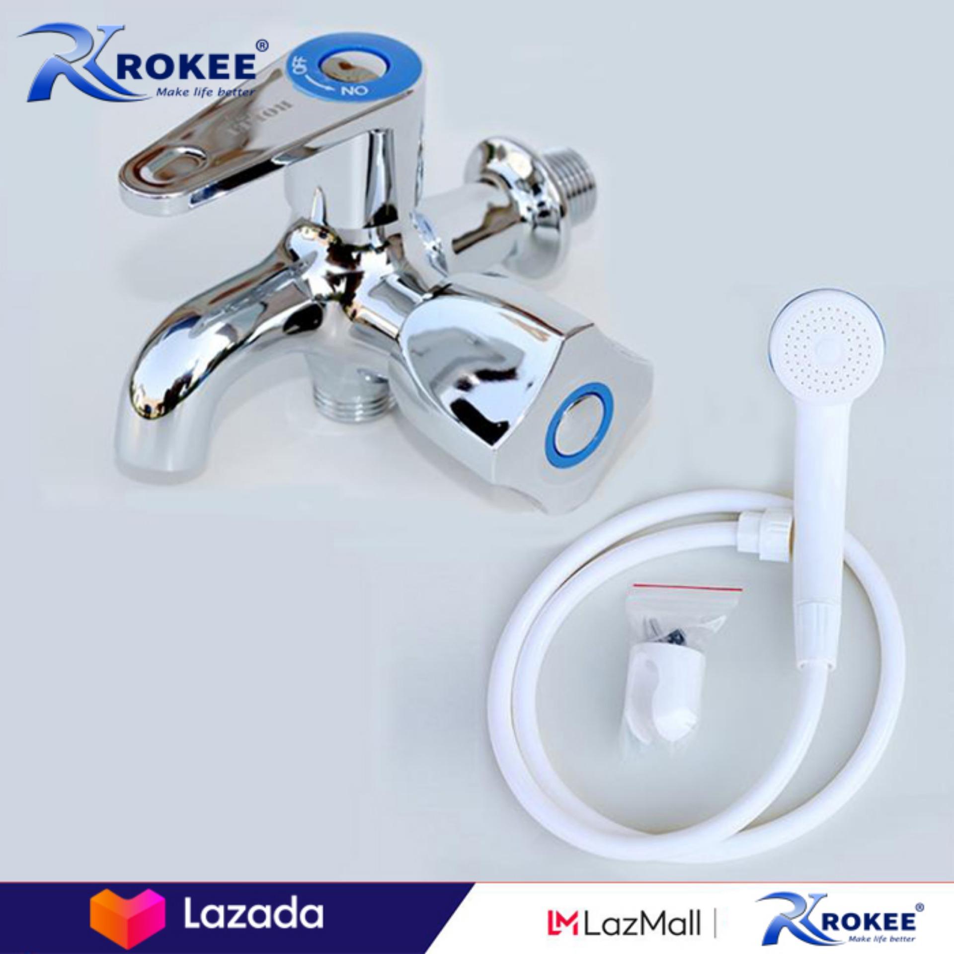 Bộ vòi sen giá rẻ tiện ích nhà tắm ROKEE - DL461 (Trắng bạc)
