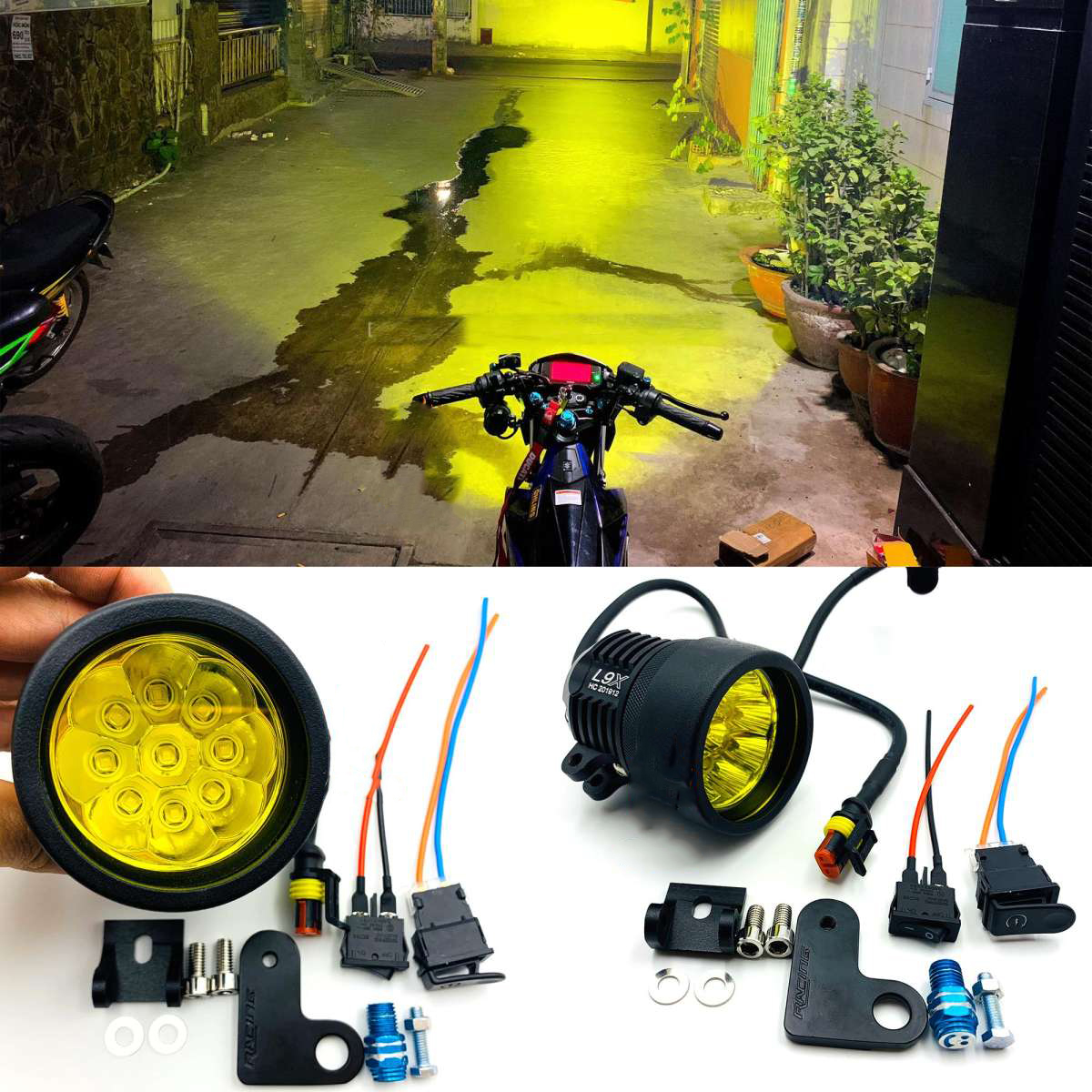 Đèn trợ sáng l9x siêu sáng 5 phụ kiện