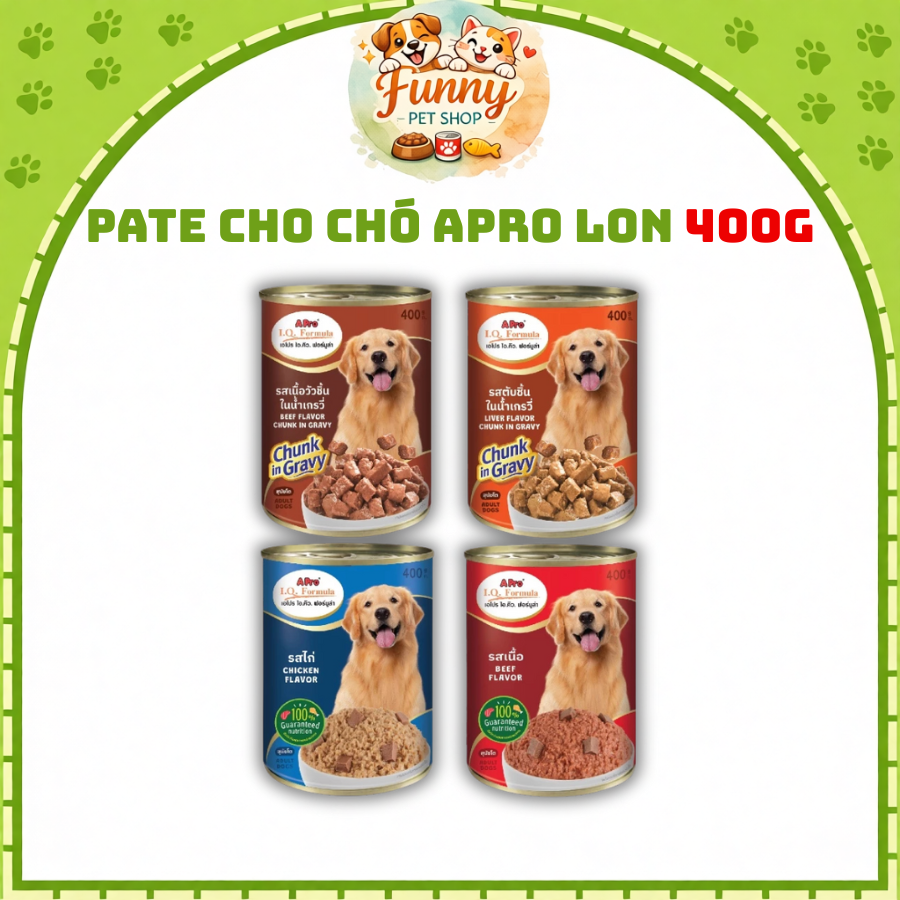 Pate Tươi Cho Thú Cưng Apro I.Q Formula Lon 400g - Thực Phẩm Cho Chó