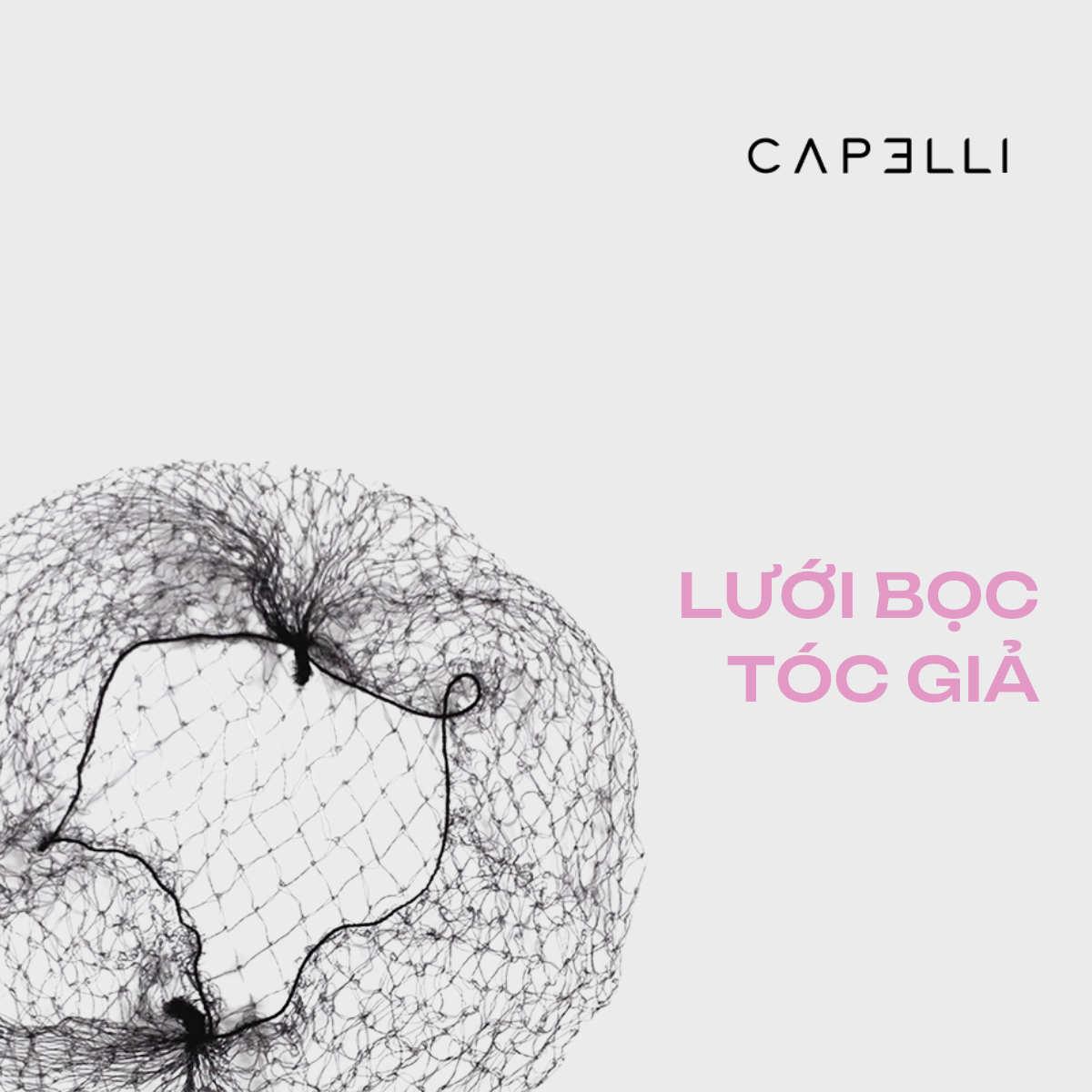 Lưới bọc chống rối bảo vệ tóc giả capelli màu đen co dãn loại to 60-80cm