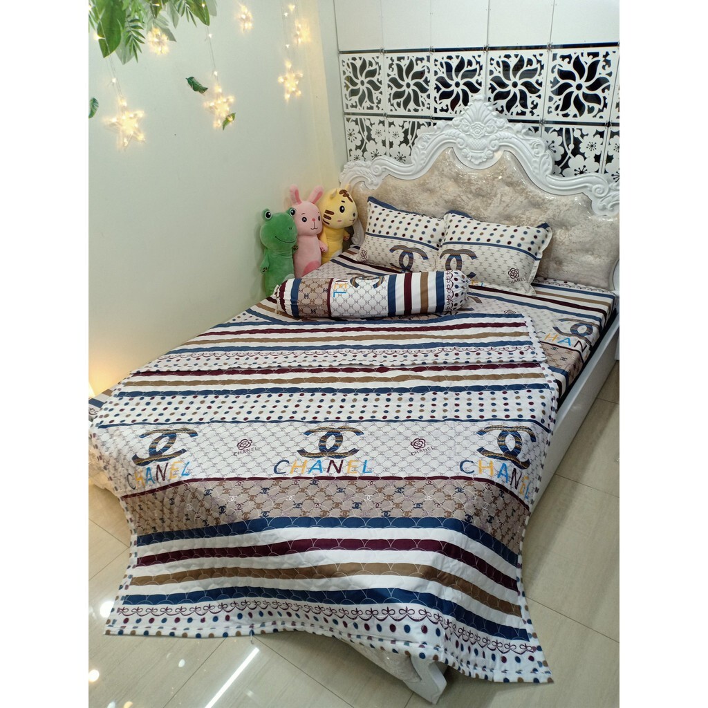 [ BẢO HÀNH 7 NGÀY] Bộ chăn ga trải giường 5 món chane.Bộ Chăn Ga Cotton Poly.