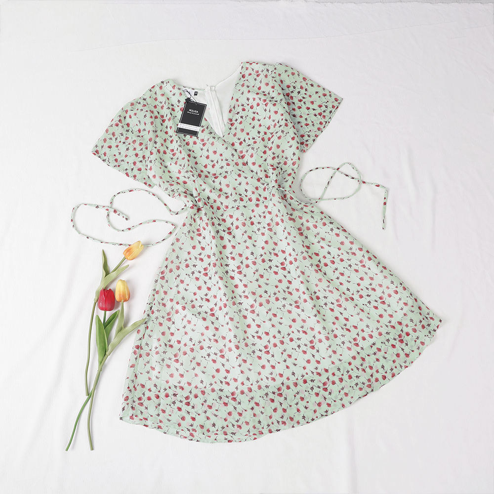 Đầm váy nữ hoa dáng xoè cổ chữ V xinh xắn RD045