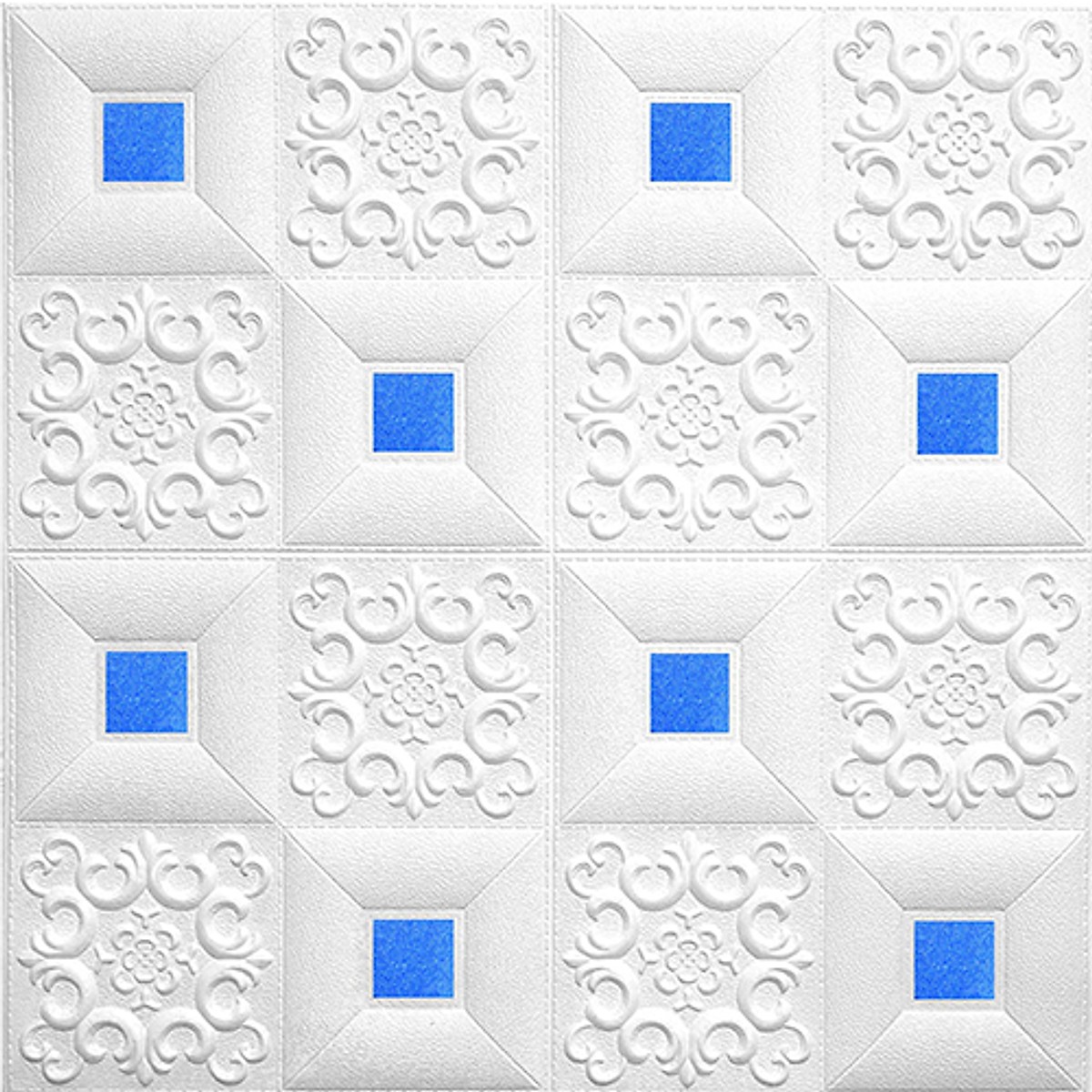 [Combo 10 tấm] Xốp dán tường loại 1 , Mẫu màu trắng đính decal , độ dày 6mm