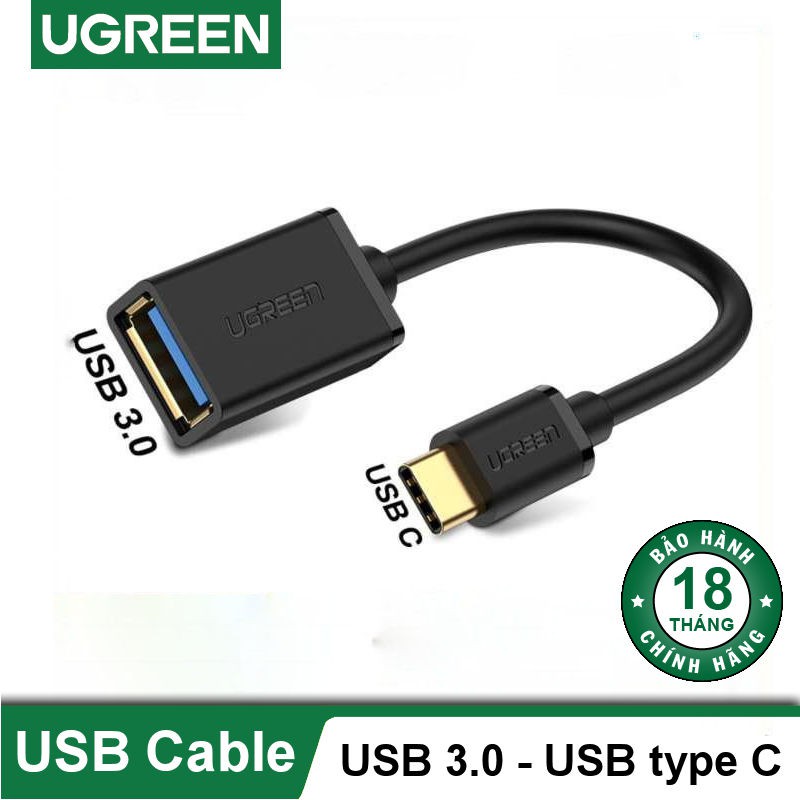 Cáp otg usb type c to usb 3.0 đầu mạ vàng cao cấp ugreen 30701 chính hãng
