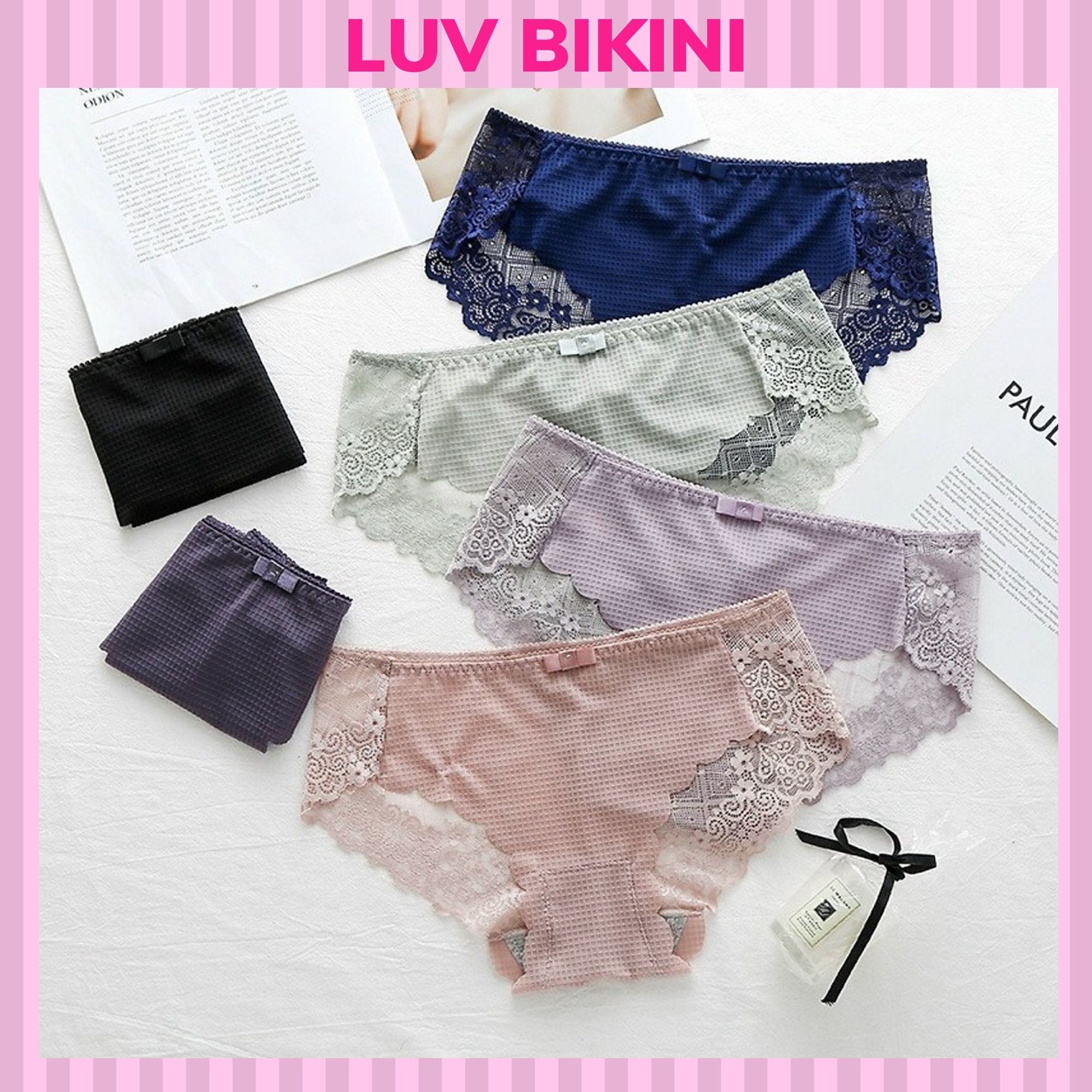 Quần lót nữ đúc su phối ren kiểu mới 2212 - luv bikini