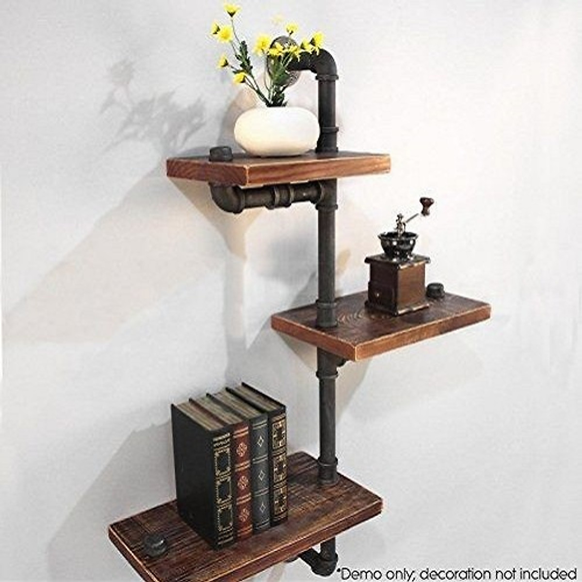 Kệ 3 tầng chất liệu ống sắt kệ để sách treo tường bền đẹp lắp ráp gắn tường trang trí nhà quán cafe đẹp, độc, lạ