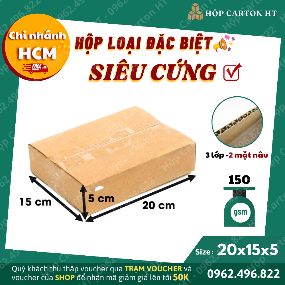 Combo 100 hộp carton đóng hàng 20x15x5 đựng sổ, bút quà lưu niệm tiện lợi giá gốc tận xưởng - Hộp Carton HT