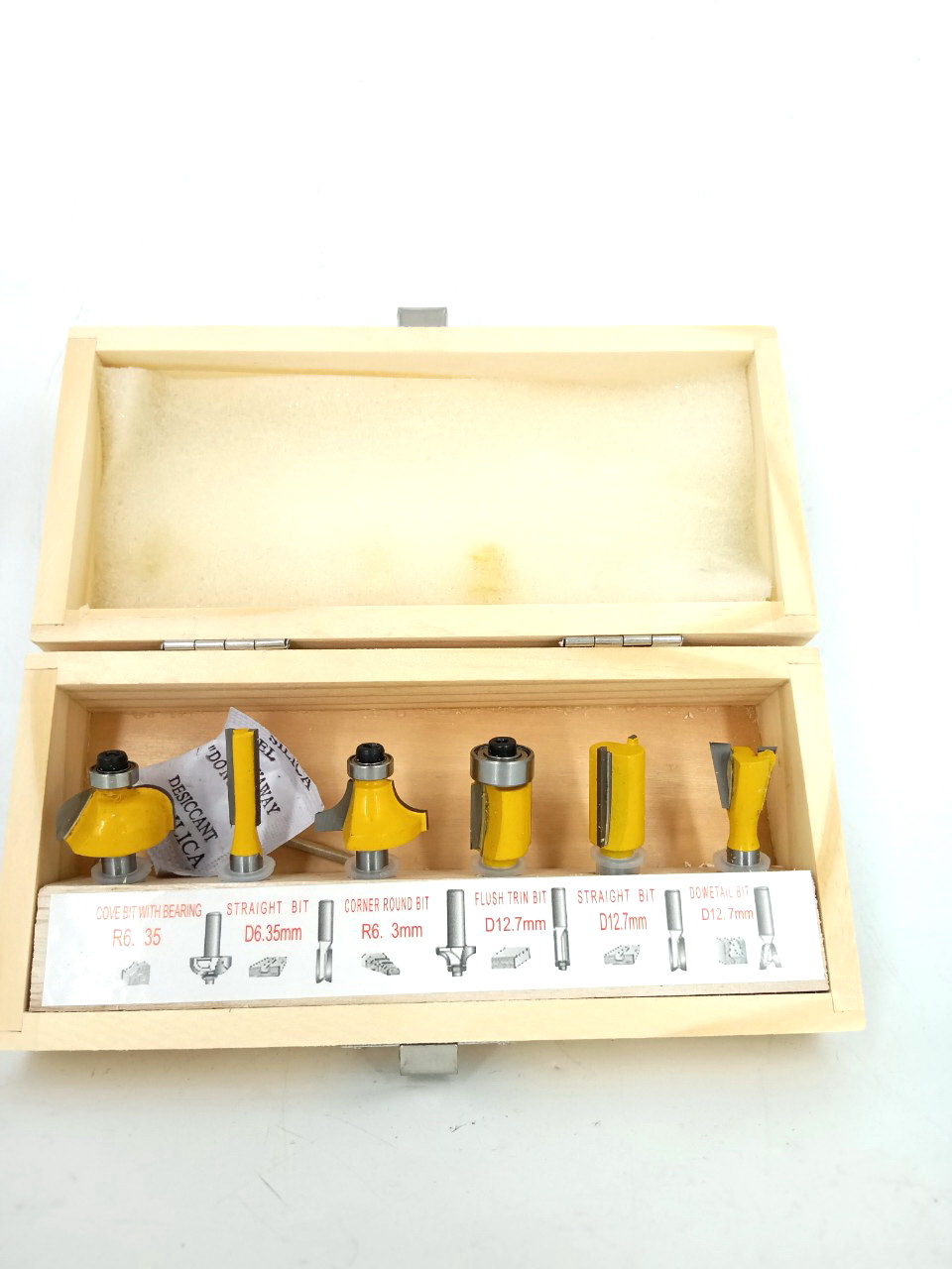 Mũi phay bộ 6 món cốt 6.35mm vàng