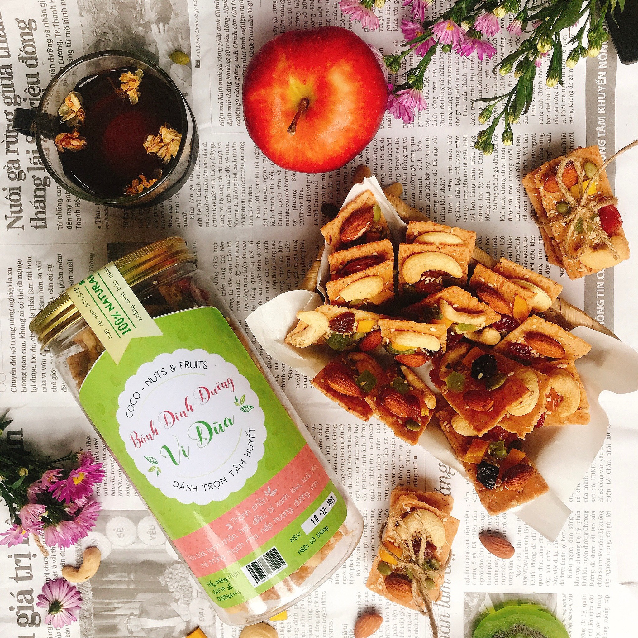 Bánh Thanh Hạt Dinh Dưỡng Vị Dừa - Hộp 500g - Bánh hạt mix ăn kiêng, giảm cân - Hương vị thơm ngon