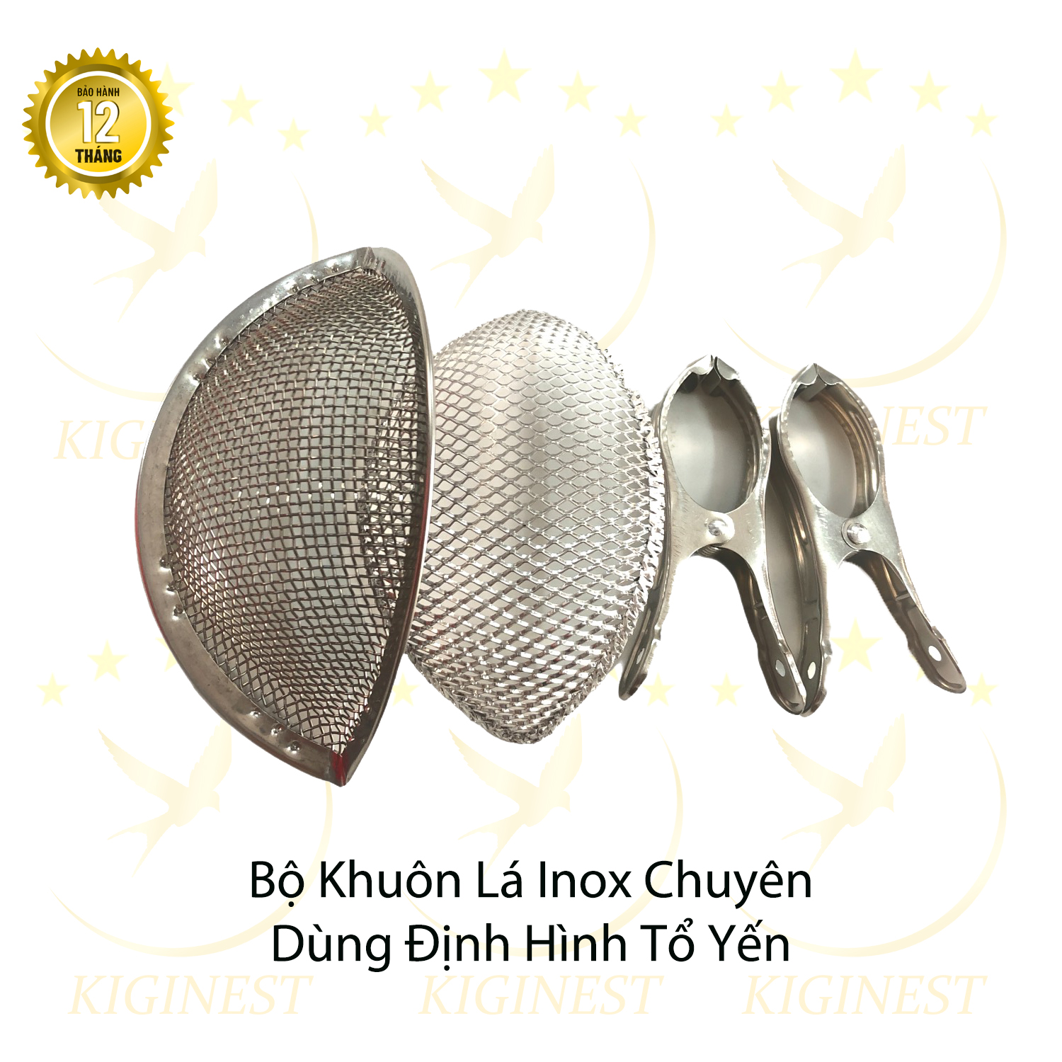 Bộ khuôn lá inox 304 định hình tổ yến + 2 kẹp inox