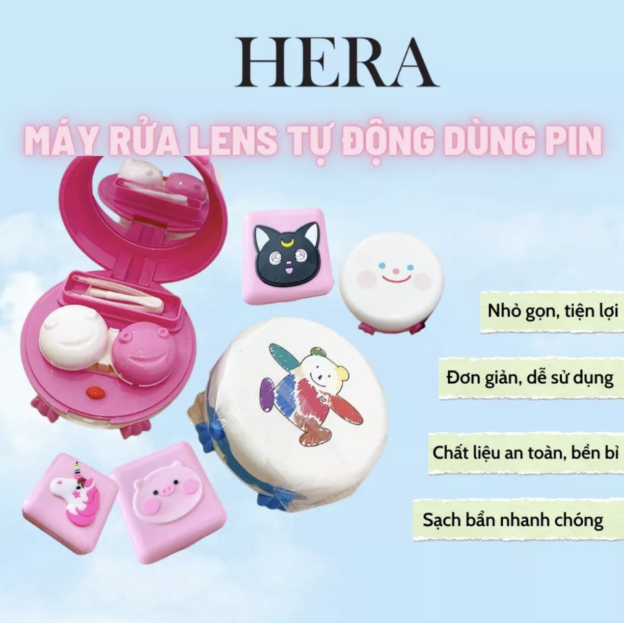Máy rửa lens tự động chạy pin đáng yêu - hera lens