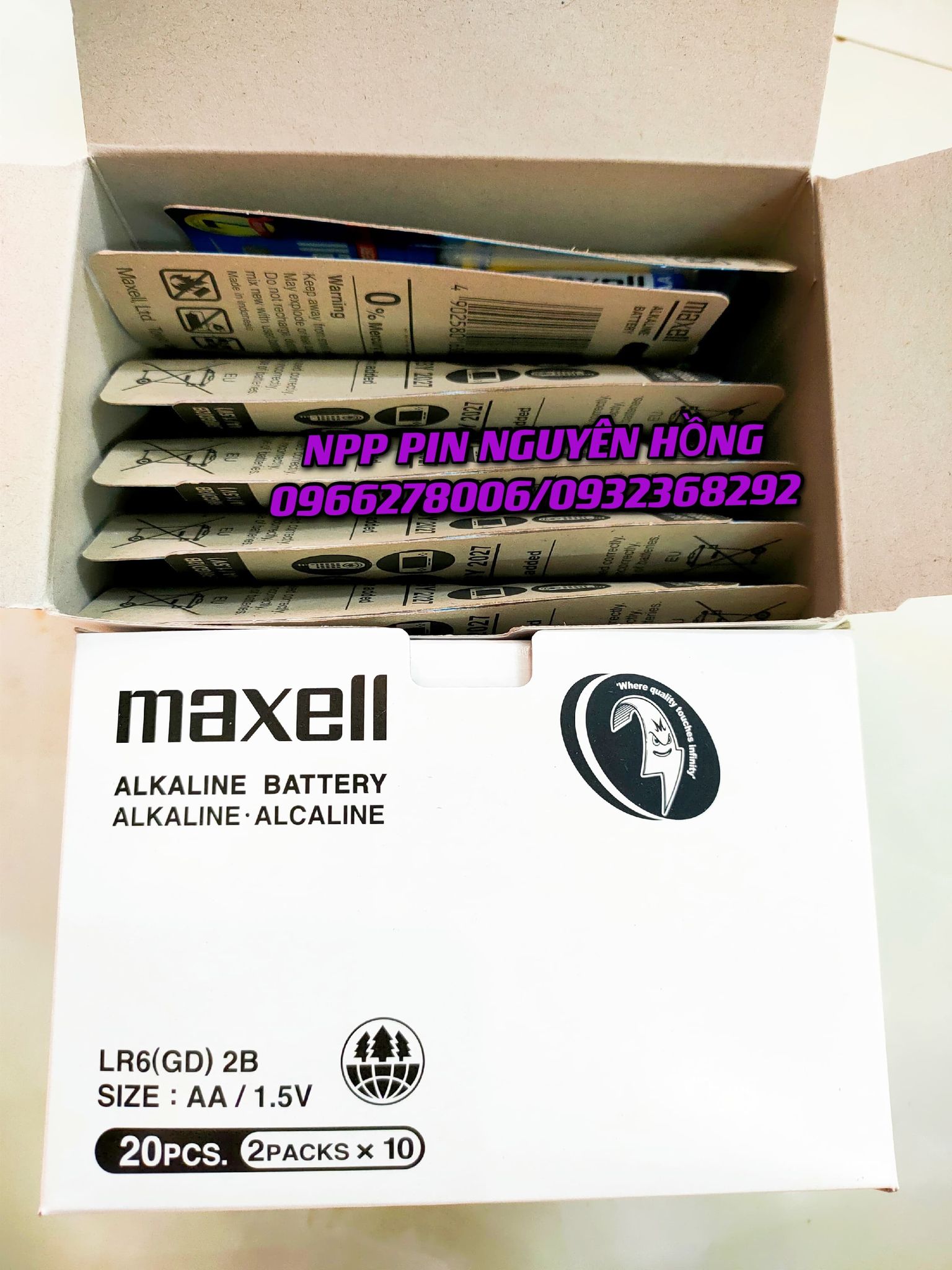 Pin vỉ AA alkaline LR6 hộp 10 vỉ chính hãng Maxell Nhật
