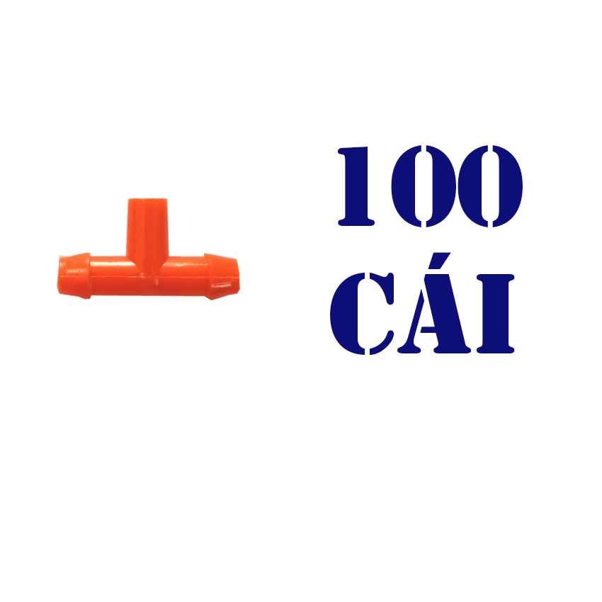 Bộ 100 chữ T 5 ly đầu ra 6ly chuyên dùng nối ống nhỏ giọt 6 ly, béc tưới phun sương, vòi tưới 6ly